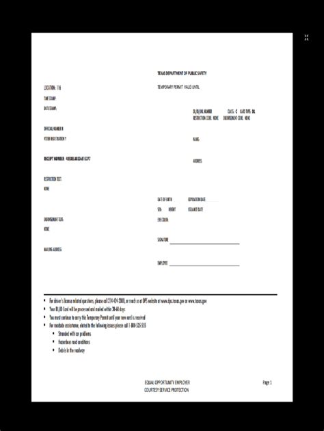 Texas Temporary Id Template Complete With Ease Airslate Signnow