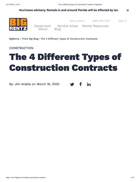 The 4 Different Types Of Construction Contracts Big Rentz Law Of