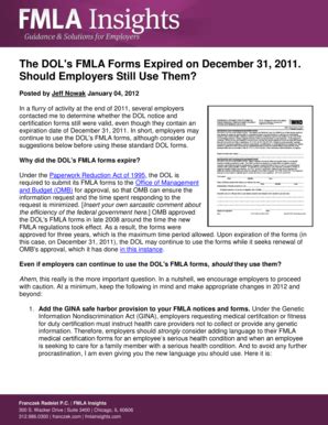 The Dol S Fmla Forms Expired On December 31 2011 Should Employers