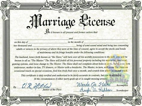 The Interesting Fake Marriage Certificate Marriage License Marriage