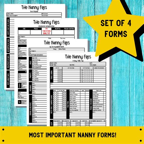 The Nanny Files Printable Nanny Notes Set Of 4 Child Care Forms