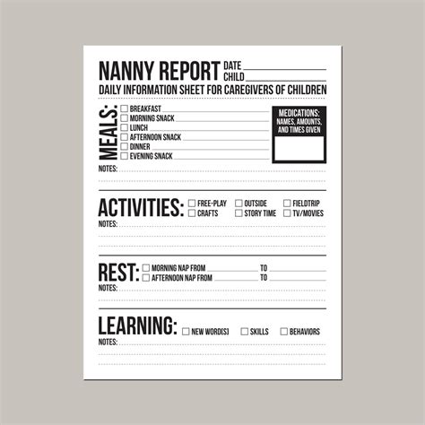 The Nanny Pack Set Of Five Forms For Childcare Workers Or Etsy