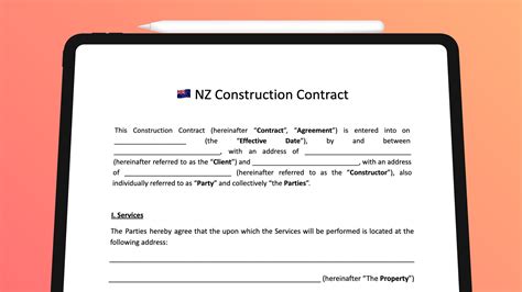 The Working Nz Free Construction Contract Template