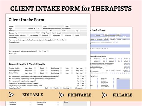 Therapy Intake Paperwork Etsy