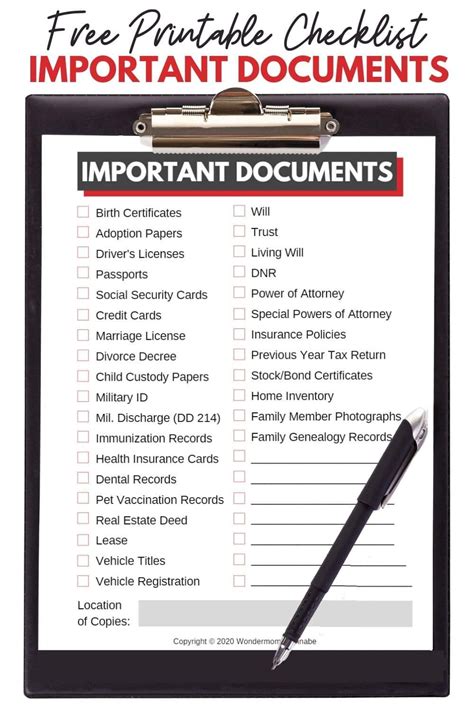 This Important Documents Checklist Will Help You Make Sure To Have All Necessary Information