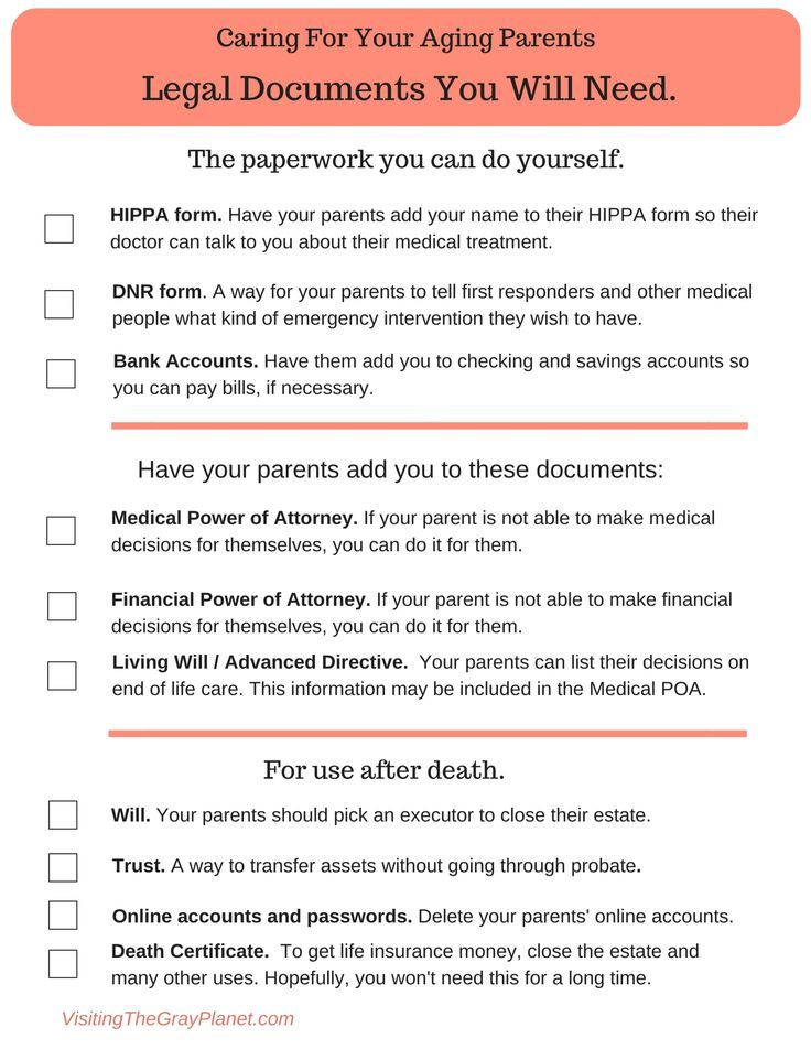 This Is A Printable Checklist Of Legal Documents You Will Need To Care