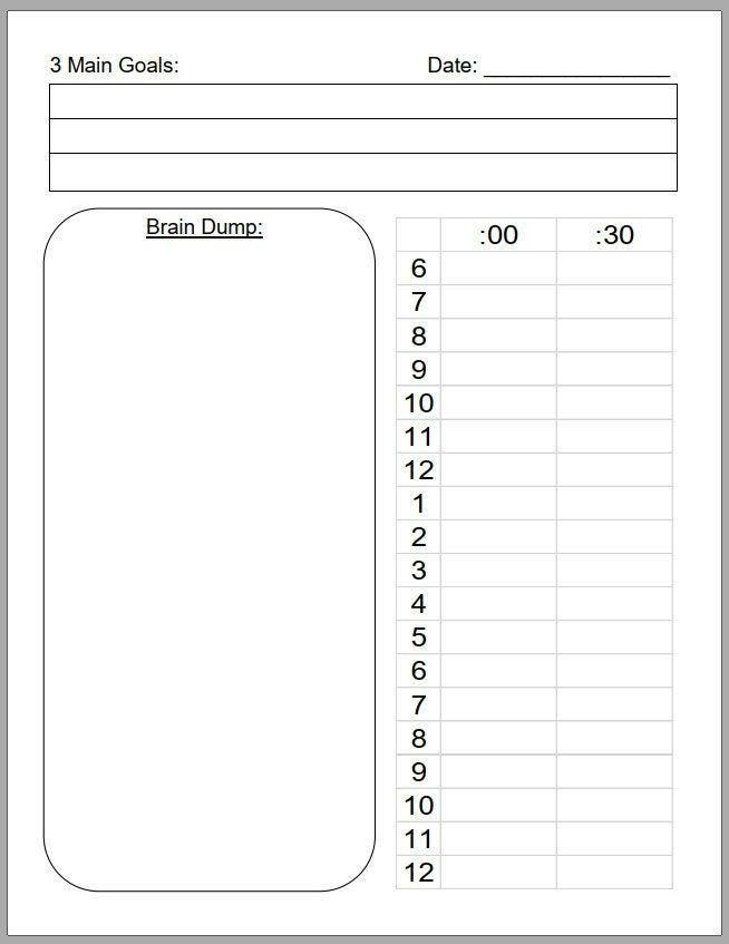 Time Boxing Printable Template Entrepreneur Daily Planner Etsy