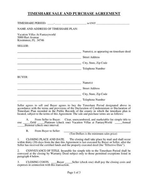 Timeshare Contract 7 Examples Format Pdf