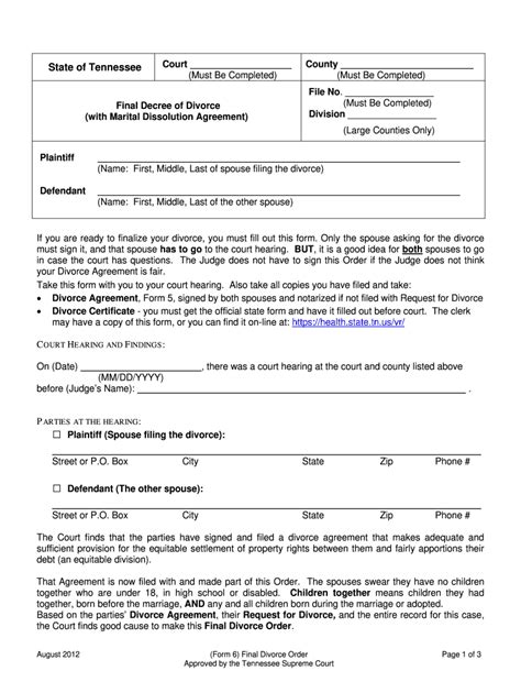 Tn Decree 2012 2024 Form Fill Out And Sign Printable Pdf Template