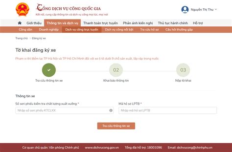 To Register Vehicle Online Via The Vietnam National Public Service