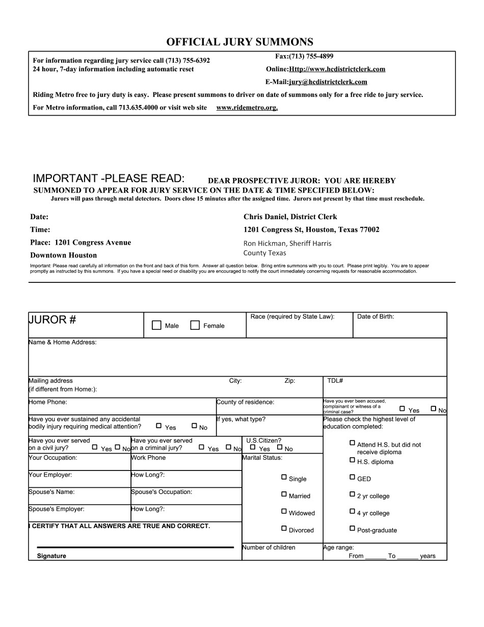 Top 10 Jury Duty Form Templates Free To Download In Pdf Format