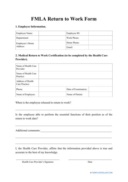 Top 5 Fmla Return To Work Form Templates Free To Download In Pdf Format