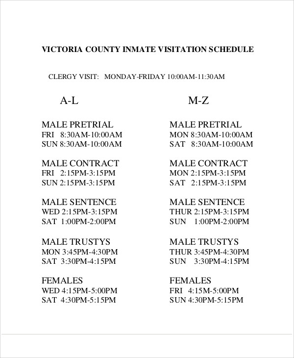 Top 6 Inmate Visitation Form Templates Free To Download In Pdf Format