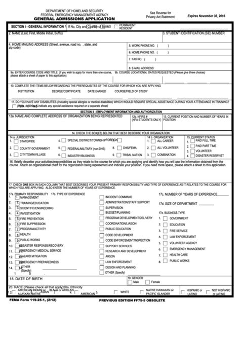 Top Fema Form 119 25 1 Templates Free To Download In Pdf Format