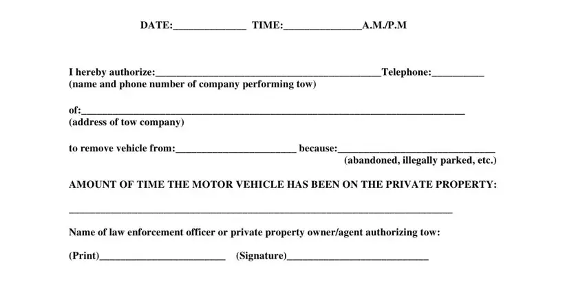 Tow Authorization Form Fill Out Printable Pdf Forms Online