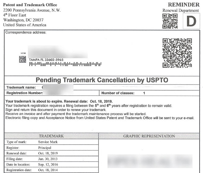 Trademark Scam Fraudulent Mailings Stating Pending Trademark Cancellation By Uspto Dpw Legal