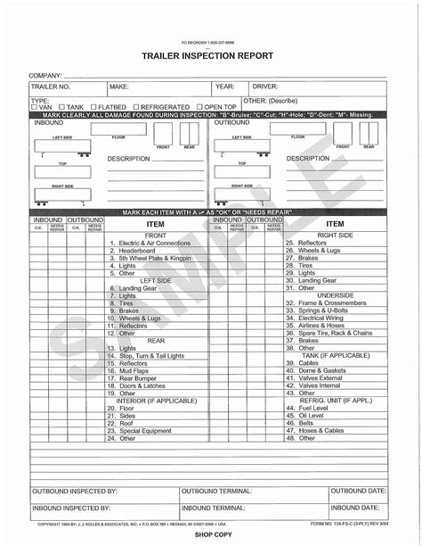 Trailer Inspection Form Template Fresh Dot Inspection Form Record