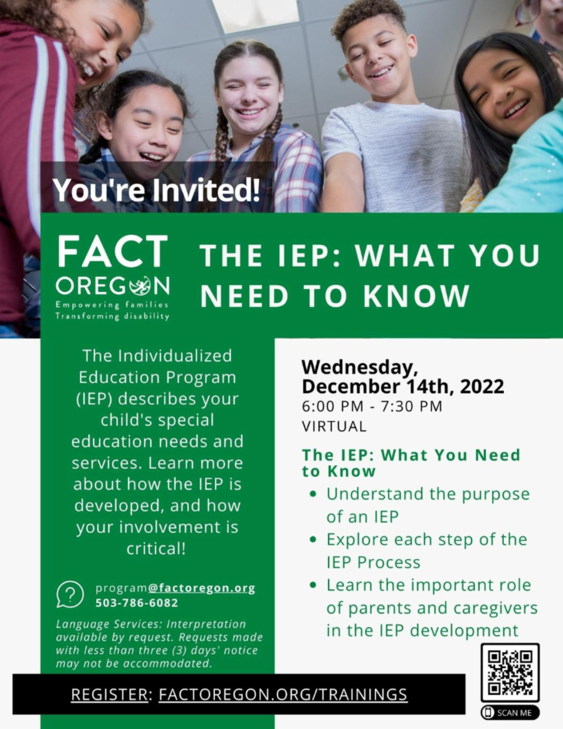 Training From Fact Oregon The Iep What You Need To Know Child Advocacy Watch