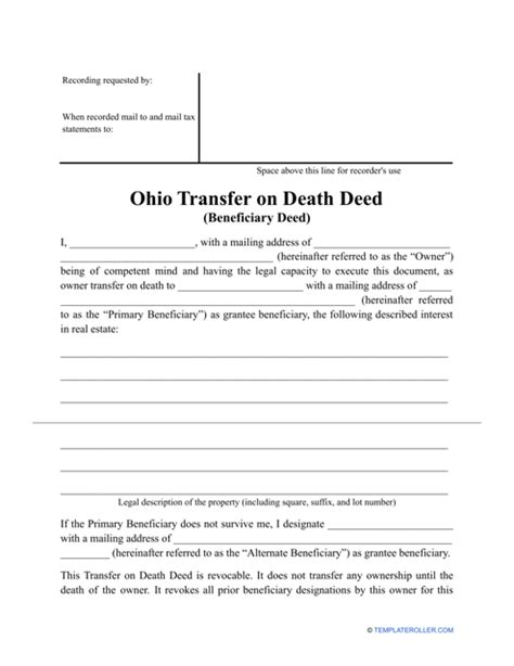 Transfer On Death Deed Ohio Fill Out Amp Sign Online Dochub