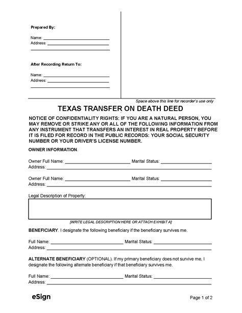 Transfer On Death Deed Texas Form 2024 Claire Joann