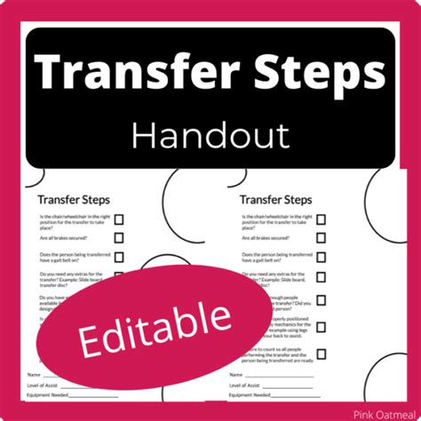 Transfer Steps Handout Pink Oatmeal Shop