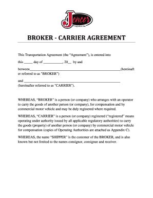 Transportation Broker Contract Template Transport Informations Lane