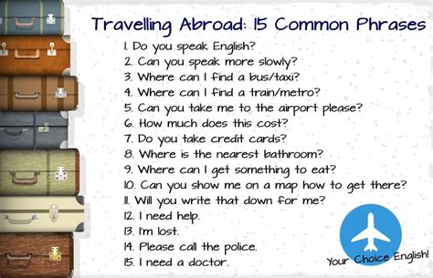 Travelling Abroad 15 Common Phrases Dicas De Ingles Dicas Ingl S