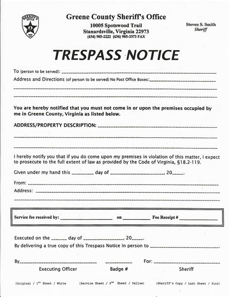 Trespass Notice Greene County Sheriff S Office