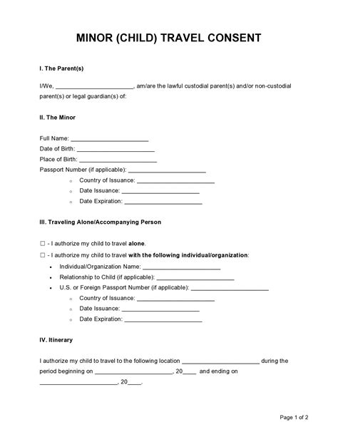 Tsa Minor Travel Consent Form Fill Online Printable Fillable Blank