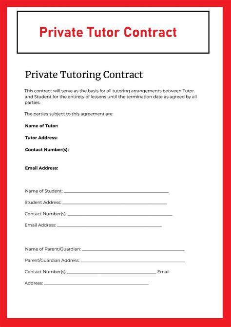 Tutoring Agreement Template