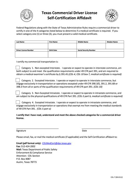 Tx Dps Cdl 7 2012 2022 Fill And Sign Printable Template Online Us