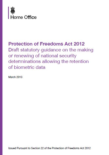 U K Home Office Draft Statutory Guidance On National Security Retention Of Biometric Data