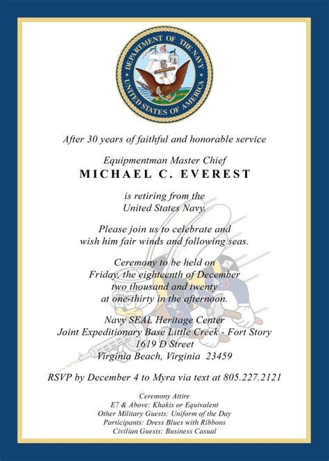 U S Military Retirement Invitation Created By V