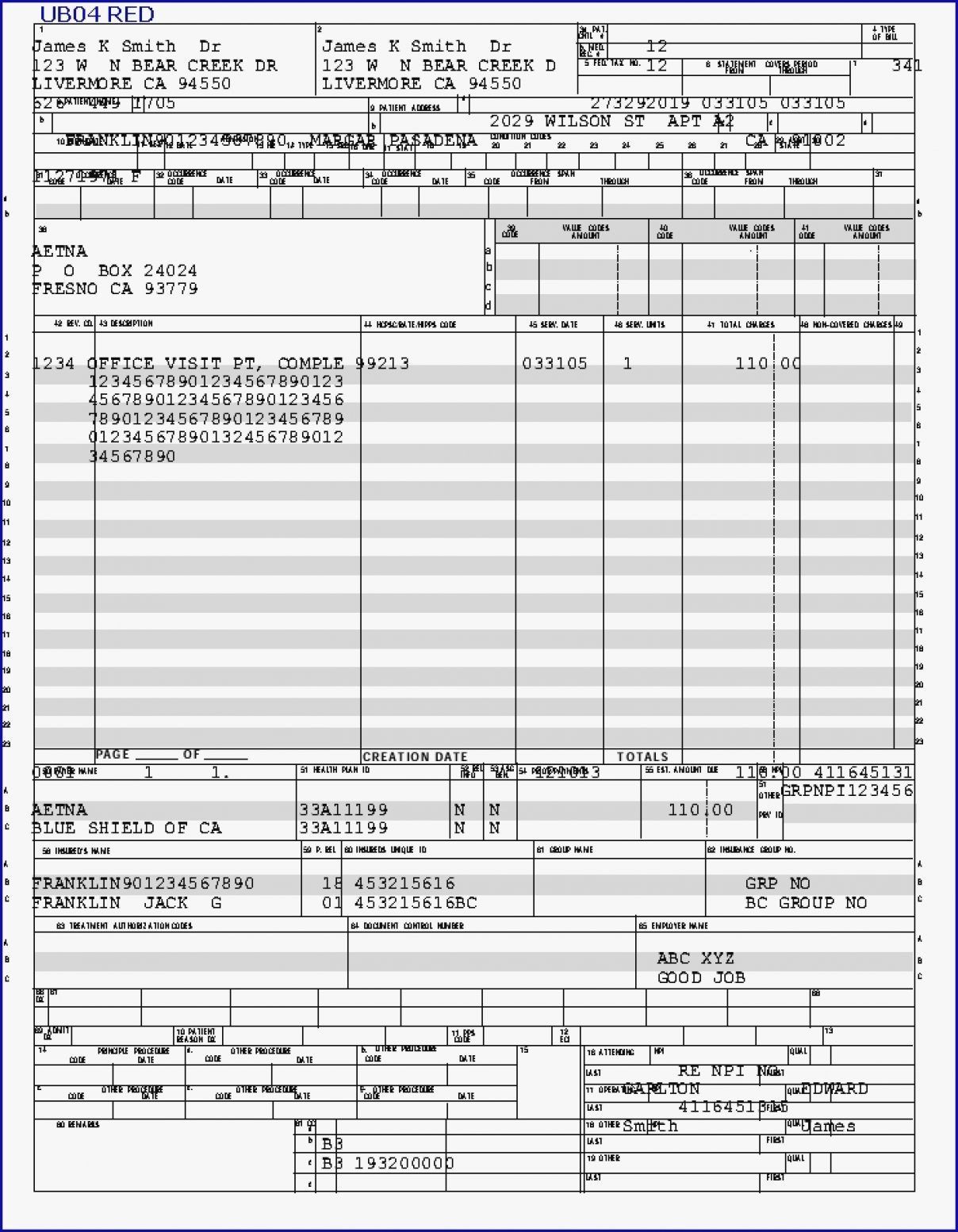 Ub 04 Billing Claim Form Paper Forms Free Priority Shipping Fiachra Forms Charting Solutions