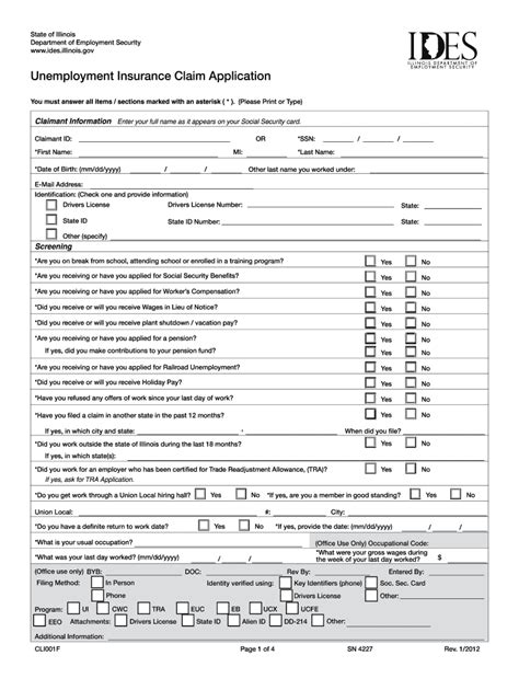 Ui1 Application Unemployment 2012 2024 Form Fill Out And Sign