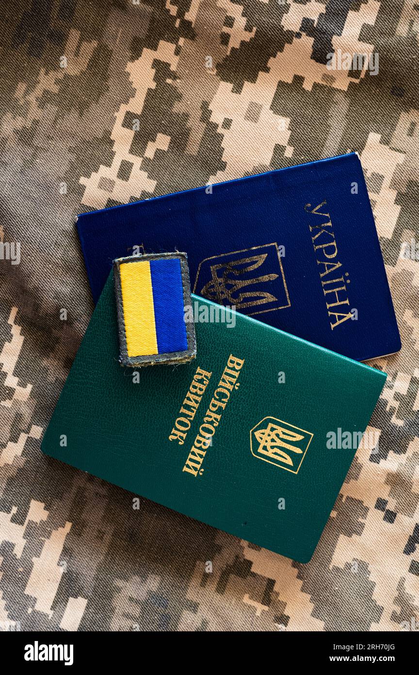 Ukrainian Passport And Military Id Identity Card Ukrainian Pixel Camouflage Background Banner