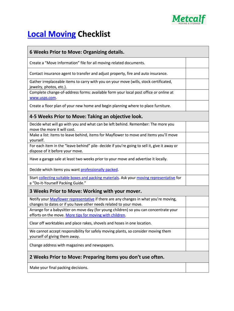 Ultimate Moving Checklist Pdf Complete With Ease Airslate Signnow