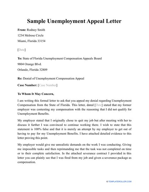 Unemployment Appeal Letter Template Fill Out Sign Online And Download Pdf Templateroller