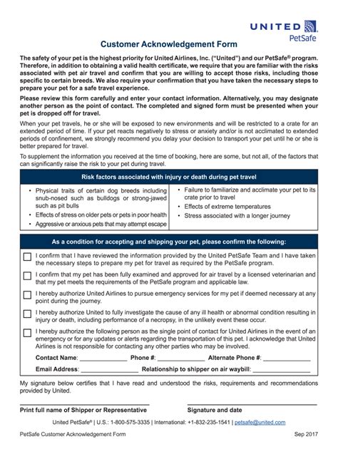 United Airlines Emotional Support Animal Forms Fill Out Sign Online