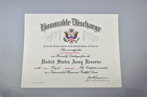 United States Army National Guard Honorable Discharge Replacement Certificate 8 5X11 65 Vellum