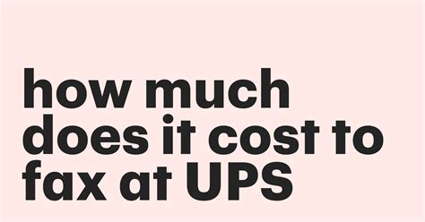 Ups Fax Cost