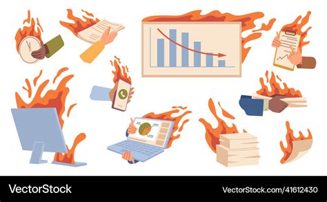 Urgent Work And Tasks Burning Projects Deadlines Stock Vector