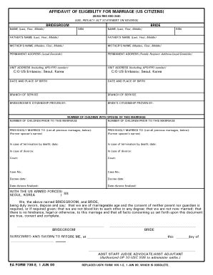 Us Army Marriage Form Fill And Sign Printable Template Online