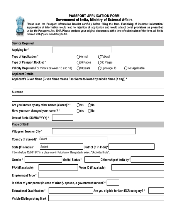 Us Passport Application Form Pdf Free Download Printable Printable Forms Free Online