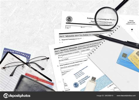 Uscis Form I 129 Petition For A Nonimmigrant Worker Lies On Flat Lay