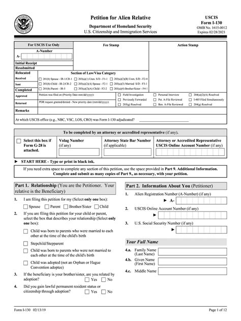 Uscis Form I 130 Download Fillable Pdf Or Fill Online Petition For