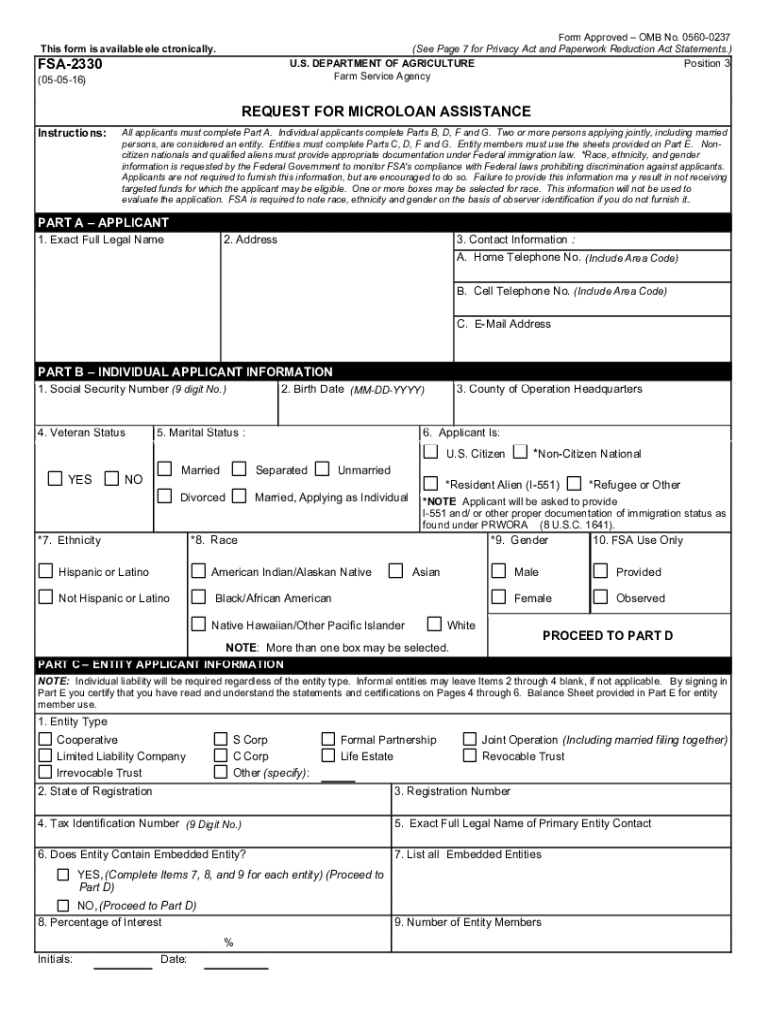 Usda Fsa 2330 2016 2022 Fill And Sign Printable Template Online Us