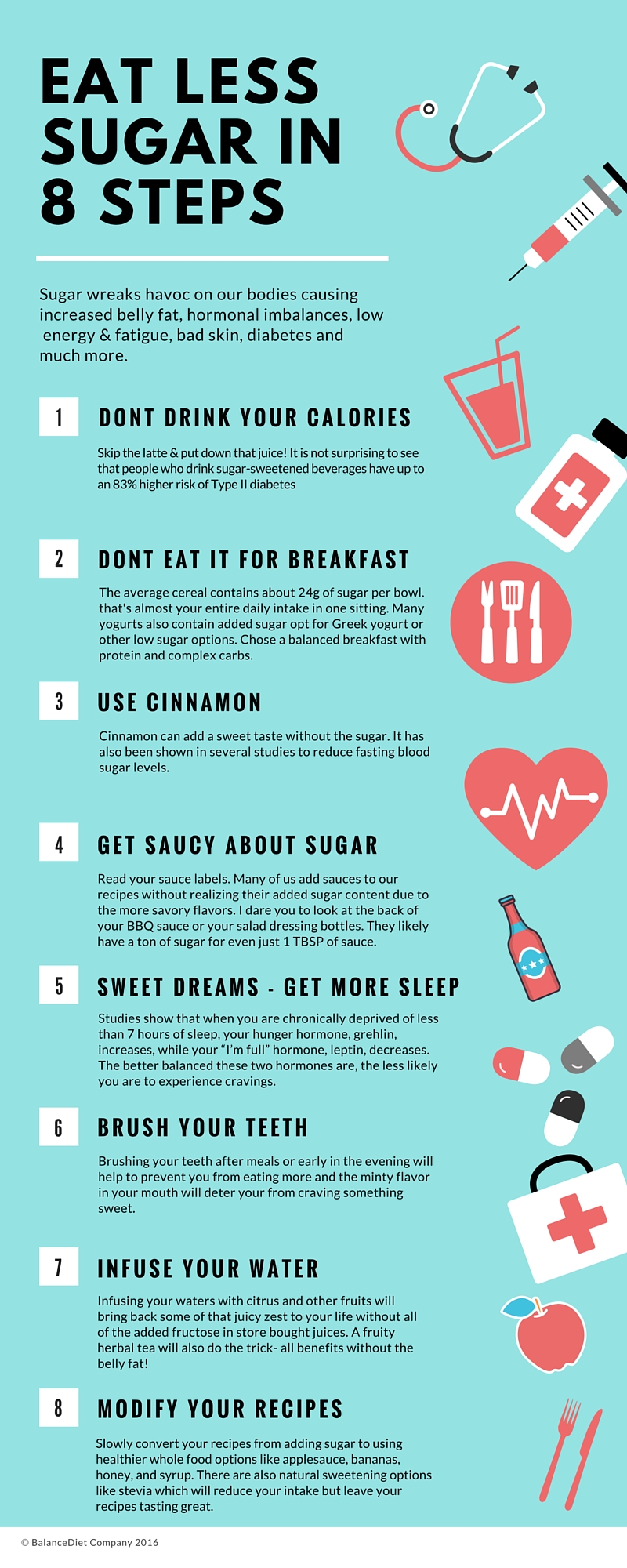 Use These 8 Tips To Effectively Cut Down Your Sugar Intake Infographic Naturalon Natural