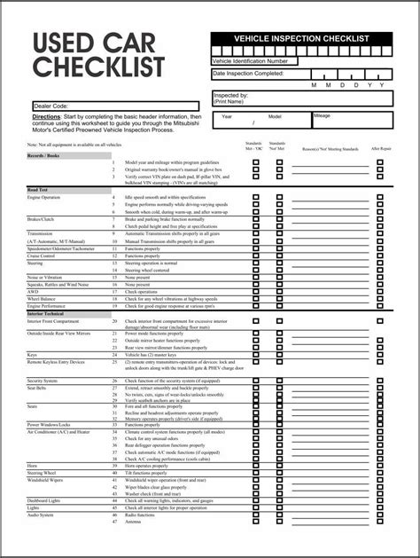 Used Car Documents Checklist