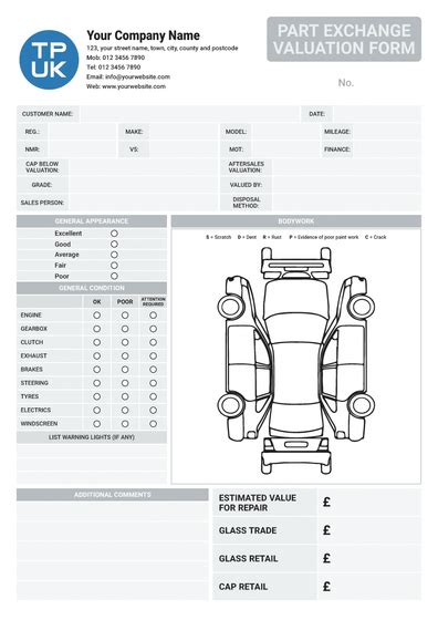 Used Cars Part Exchange Valuation Print Template 54